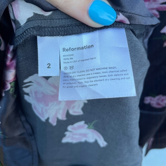 Reformation Silk Black Floral Toronto Midi Dress - Picture 12 of 13